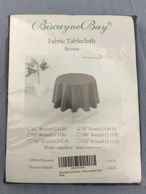 Biscayne Bay Fabric Tablecloth Color: Black Round Diameter 70” BRAND NEW